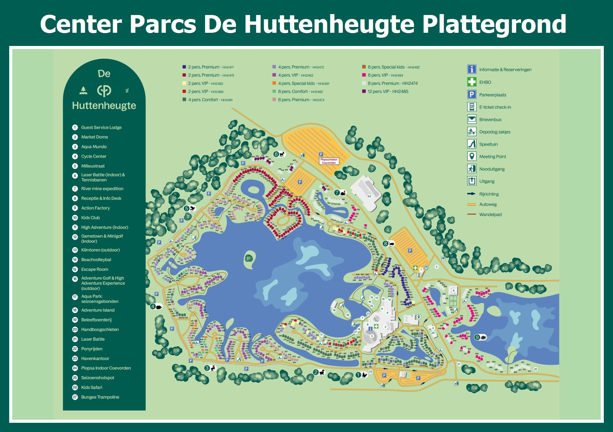 Plattegrond van Center Parcs De Huttenheugte | ParkExplorer
