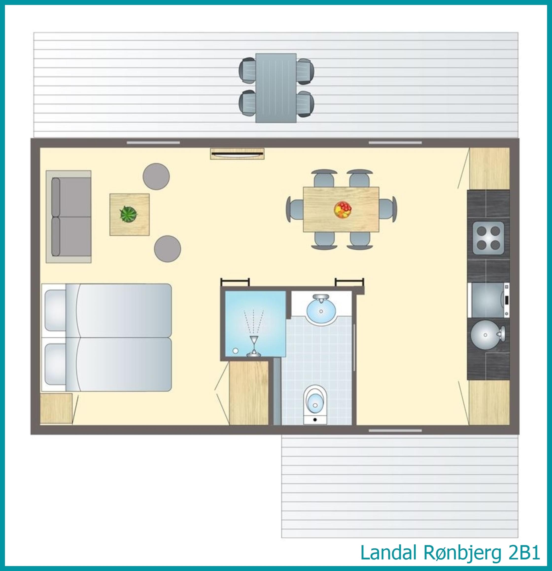 2-persoons bungalow 2B1 in Rønbjerg