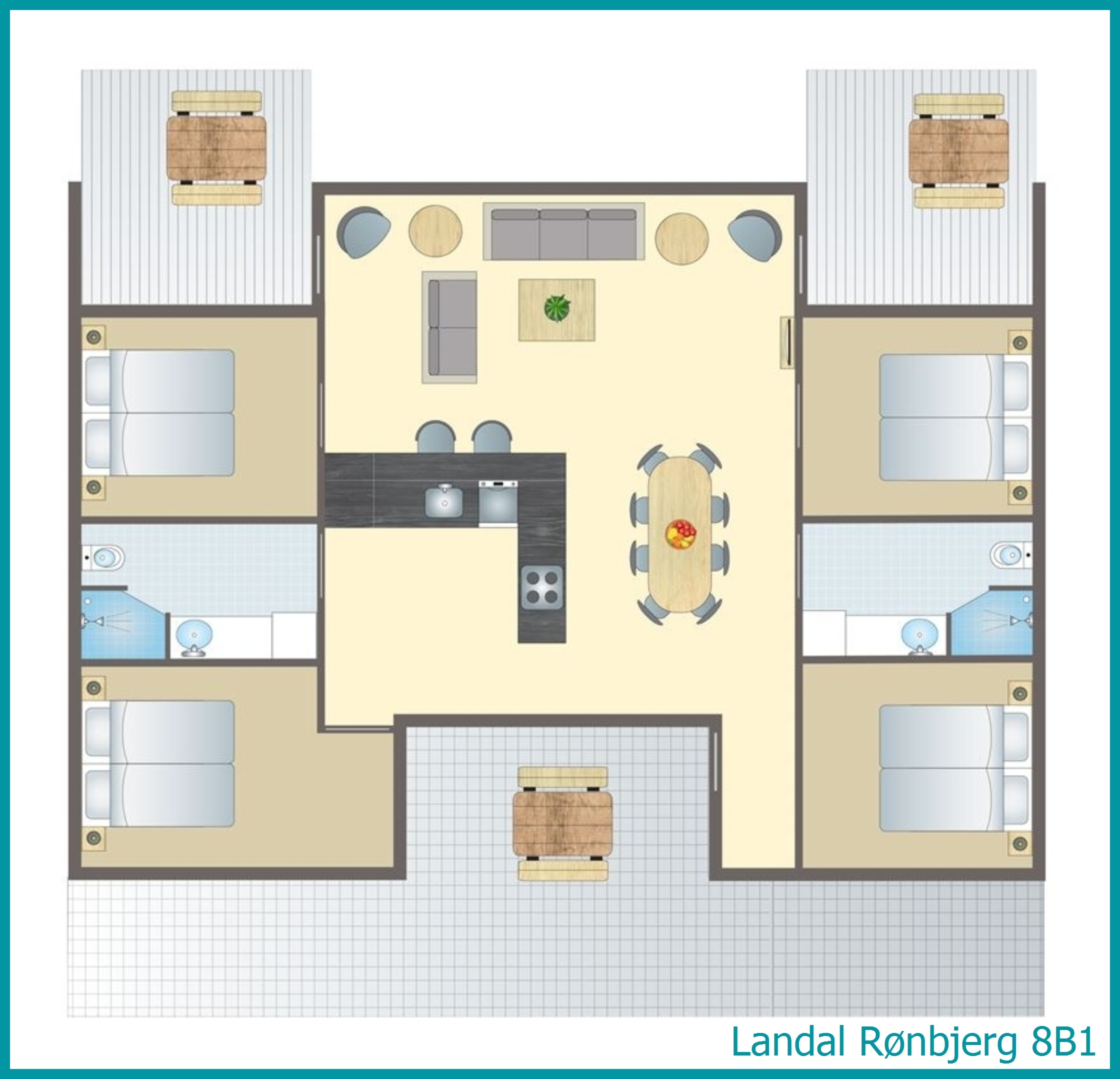 8-persoons bungalow 8B1 in Rønbjerg