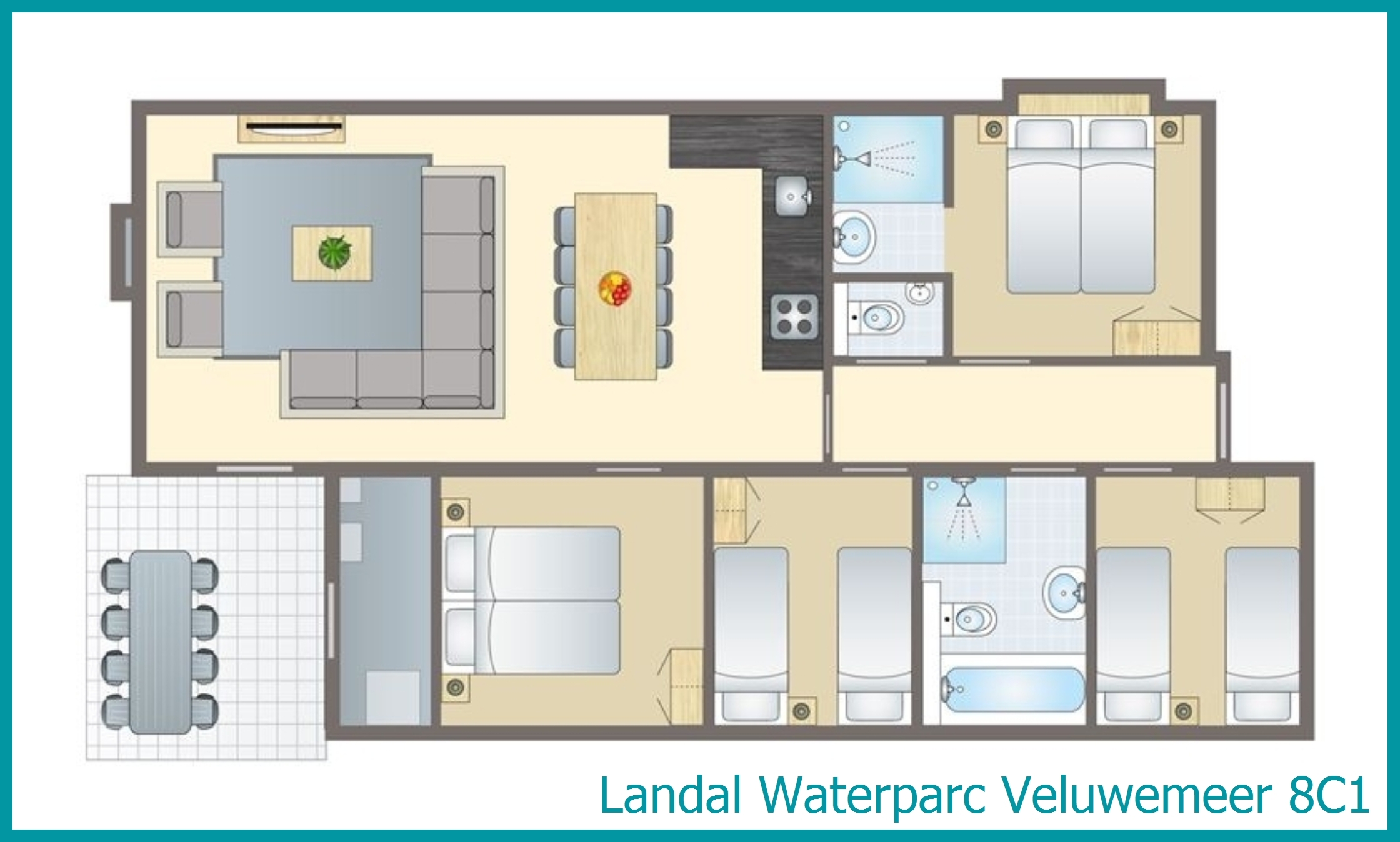 8-persoons bungalow 8C1 in Waterparc Veluwemeer
